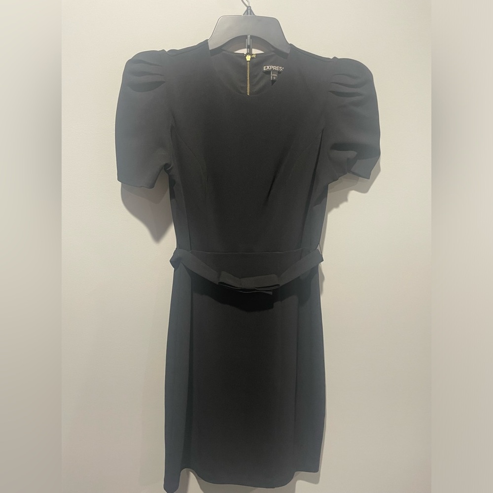 Black cocktail dress mini with belt